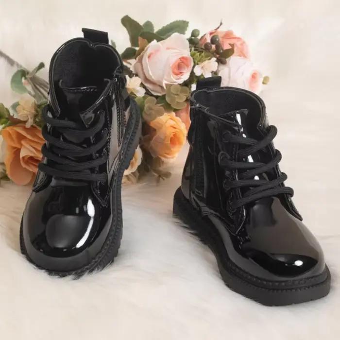 Chaussures d'automne et d'hiver pour enfants, bottes imperméables en cuir PU pour enfants, bottes ha