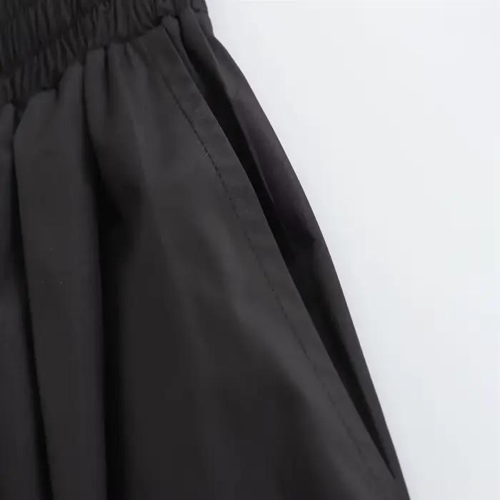 Mooyufon 2025 tempérament femme polyvalent ample et décontracté couleur unie jupe taille haute longu