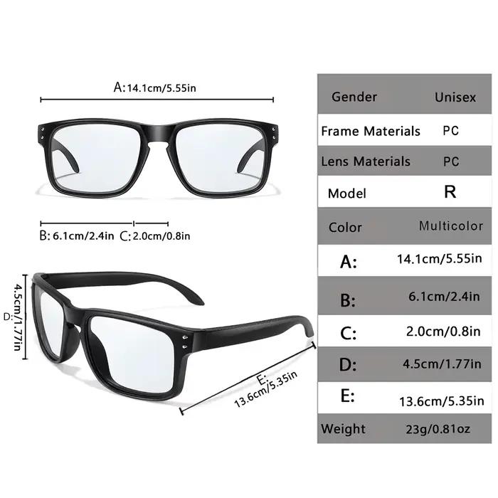 Lunettes de soleil photochromiques pour hommes et femmes, lunettes carrées classiques pour course en