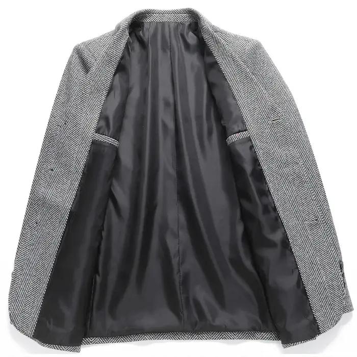 Blazer en laine pour homme, motif chevrons, veste de costume décontractée et élégante, confortable e