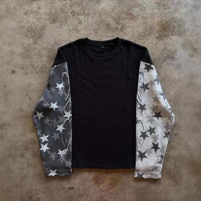 Nouveautés Automne-Hiver : Vêtements unisexes de style américain, hauts tendance rétro punk sombre,