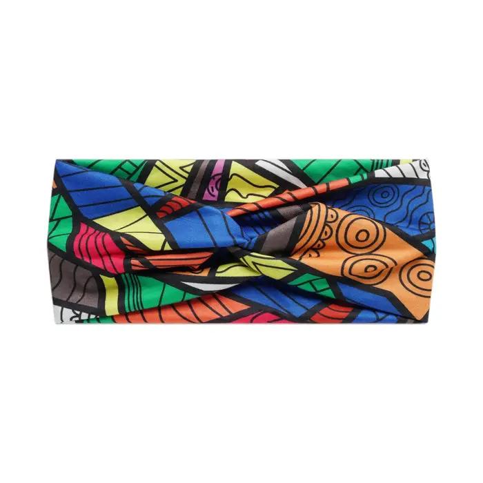 Mode bohème bandes de cheveux imprimer femmes filles bandeaux Vintage croix Turban pansement Bandana