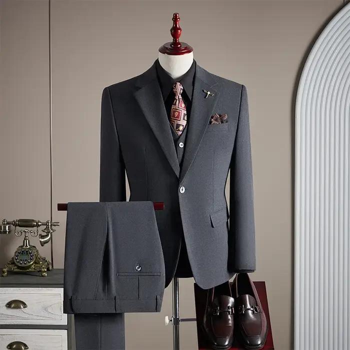 Ensemble de costume de couleur unie pour hommes, de haute qualité, à la mode et élégant, grande tail