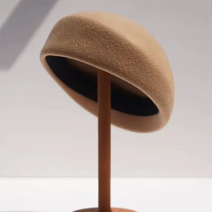 Béret en feutre de laine de style français pour femmes, chapeaux d'hiver formels, pilulier, Derby, c