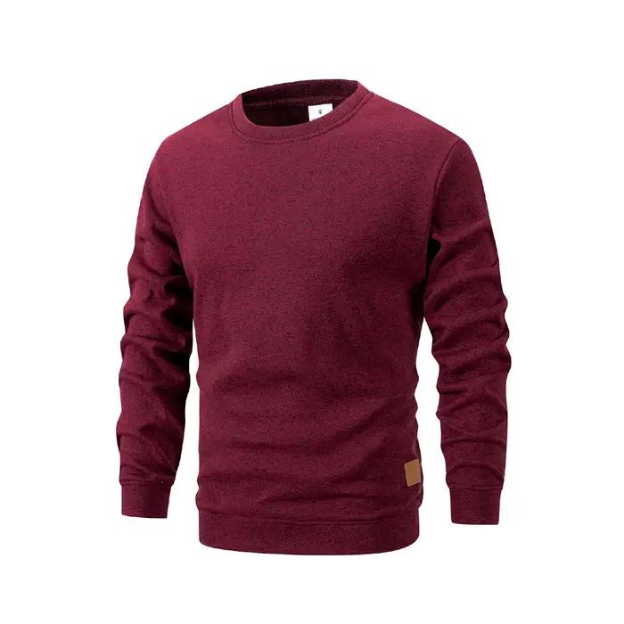 Pull en tricot à manches longues pour hommes, couleur unie, col rond, chaud, décontracté, ample, vêt