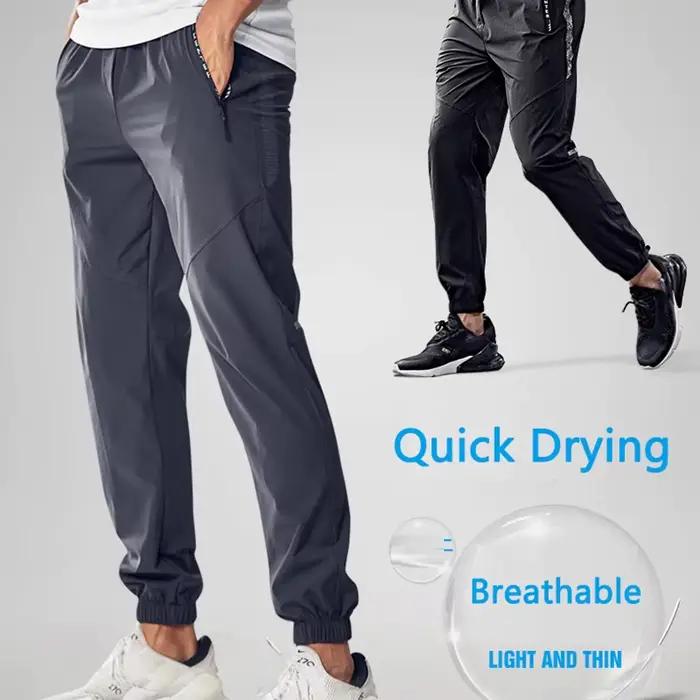 Pantalons de Sport à séchage rapide pour hommes, pantalons de course avec poches zippées, pantalons