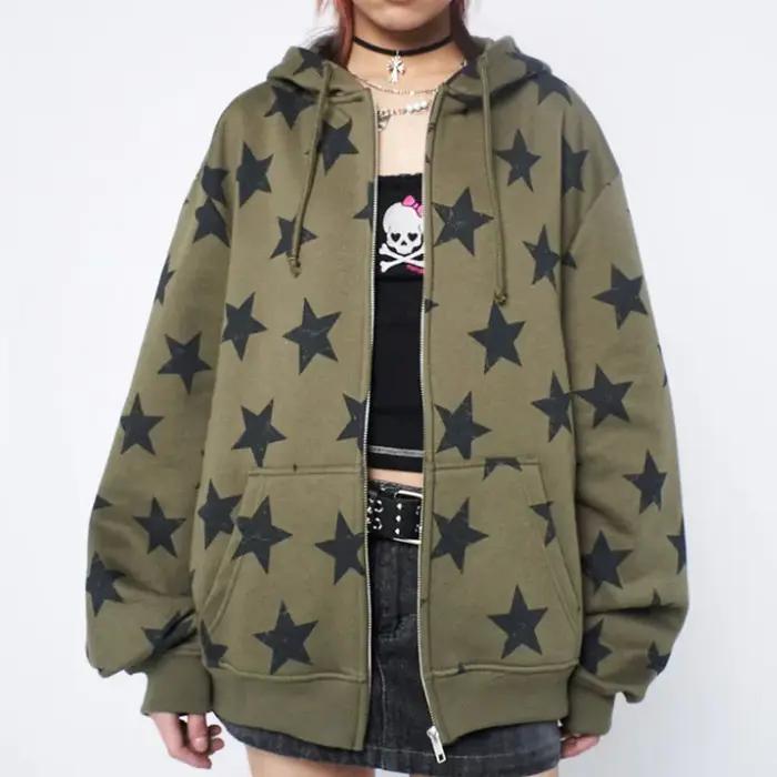 Y2k vêtements Vintage étoile surdimensionné sweat veste Harajuku Goth à manches longues femmes sweat