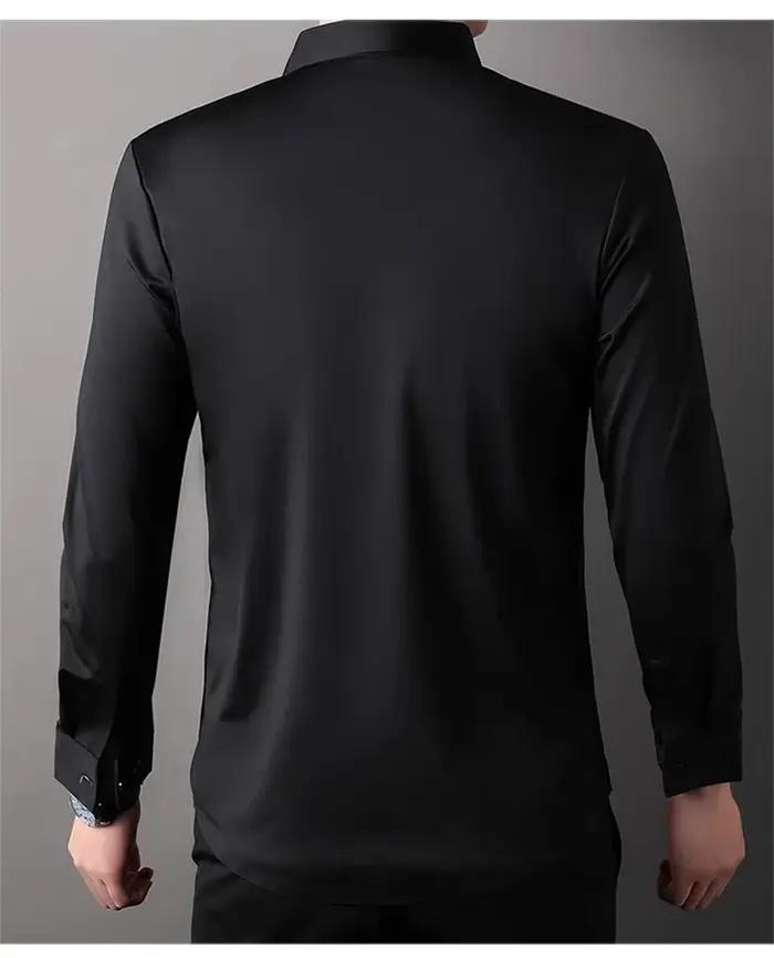 Chemises sans couture à haute élasticité pour hommes, chemise de sport musculaire à manches longues,