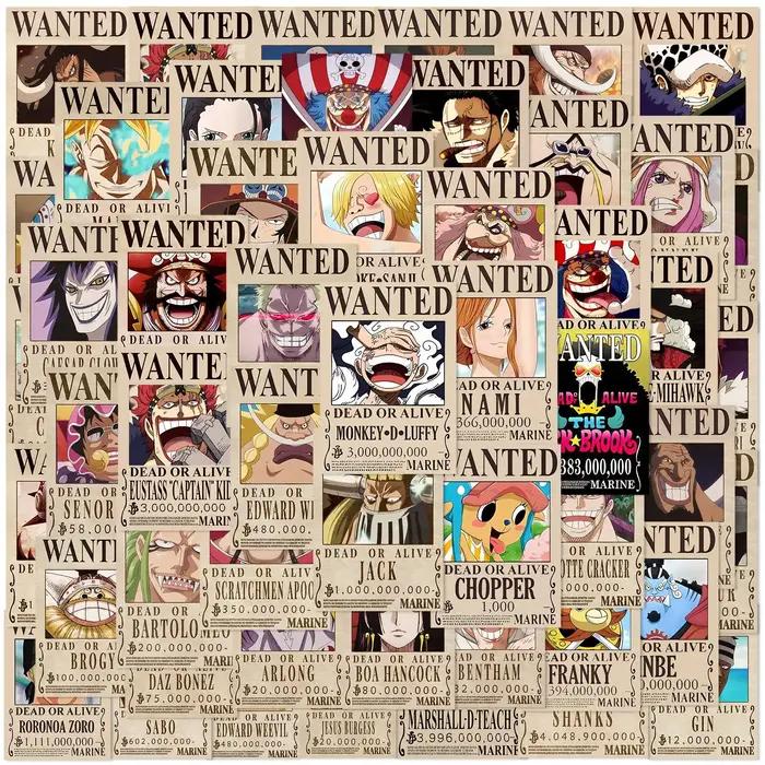 50 pièces Anime une pièce recherché affiches autocollants Cool Graffiti décalcomanies bricolage télé