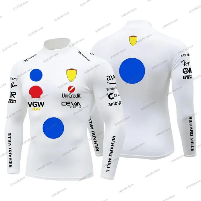 T-shirt de compression de course Charles Leclerc 16 pour hommes, Hamilton 44, col montant, manches l