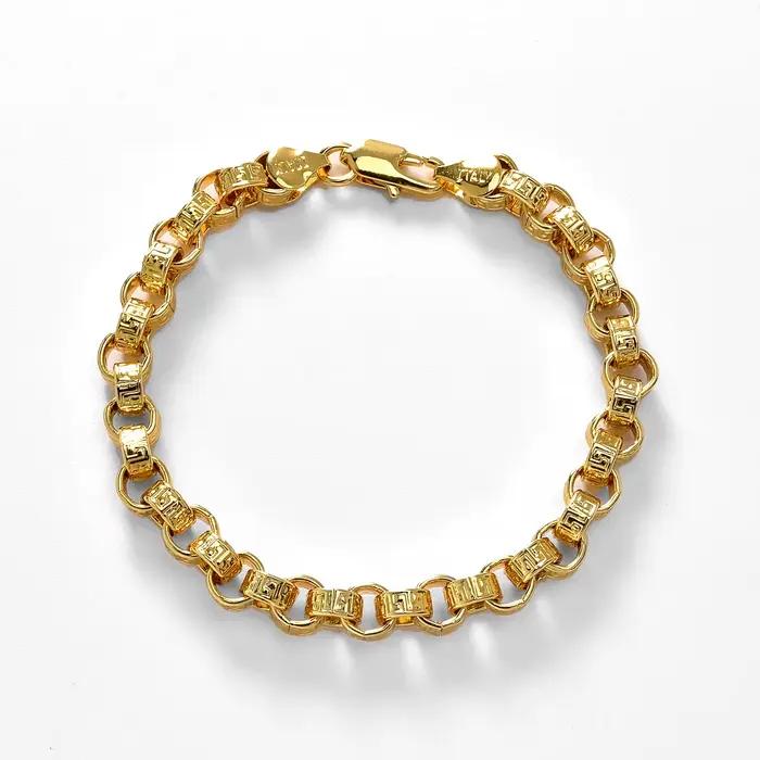 Bracelet plaqué or 18 carats Italie 750 Bracelet en forme tressée en cuivre Hip-Hop Quotidien Hommes