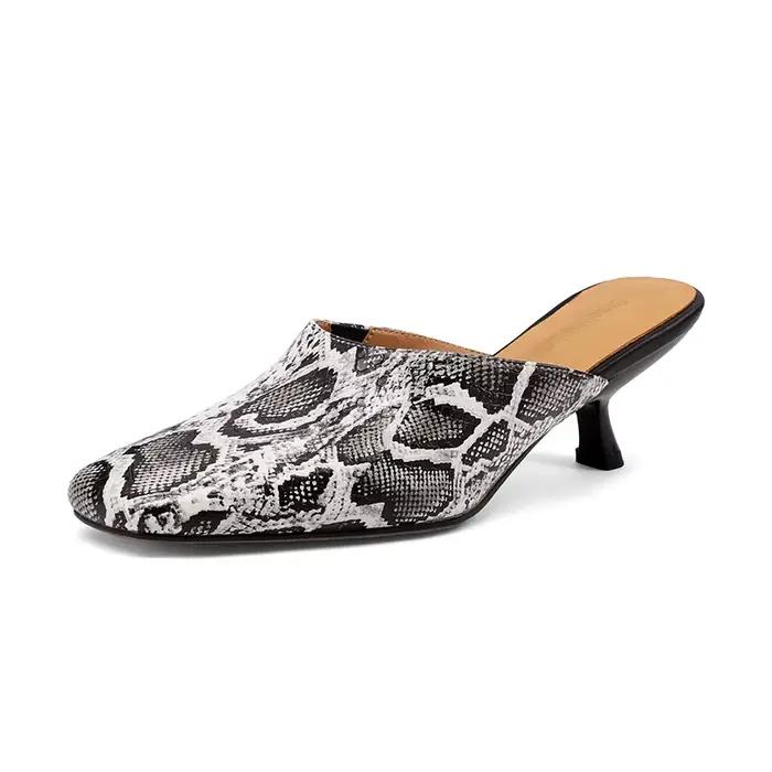 SmallHut Nouvelle Tendance 2026 Mules d'été pour femmes en cuir croûte jaune, bleu, beige, à talon s