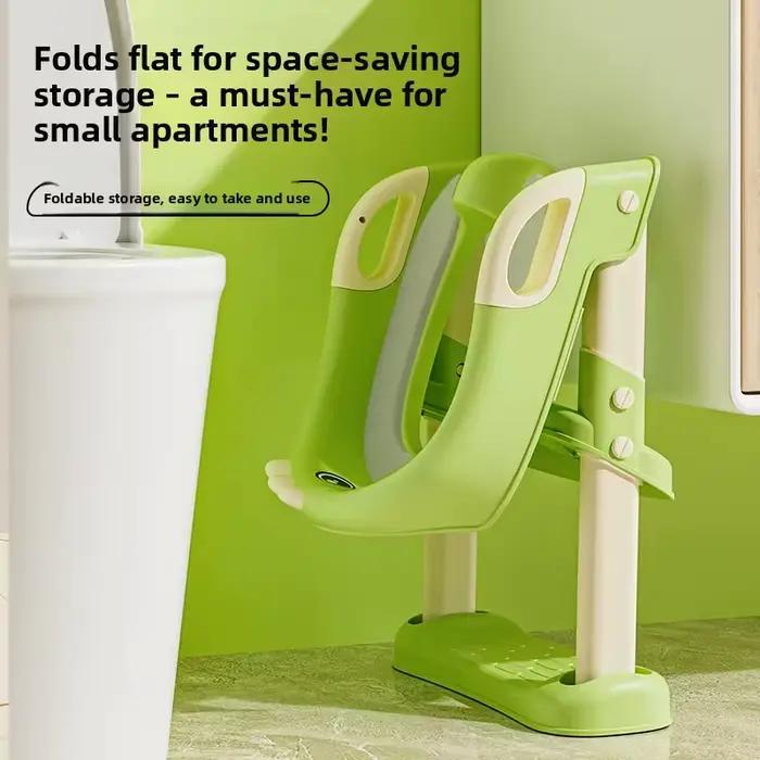 Siège de toilette pliable extra large pour enfants avec marches antidérapantes et coussin respirant