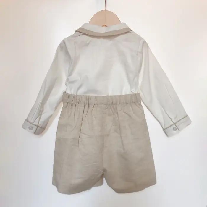 Ensemble de vêtements de boutique pour enfants, coton, lin, ingent, manches longues, tenue trempée,