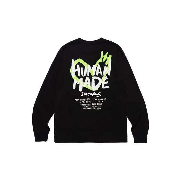 T-shirt à manches longues à col rond avec impression au dos HUMAN MADE SS24, sweat-shirt unisexe en