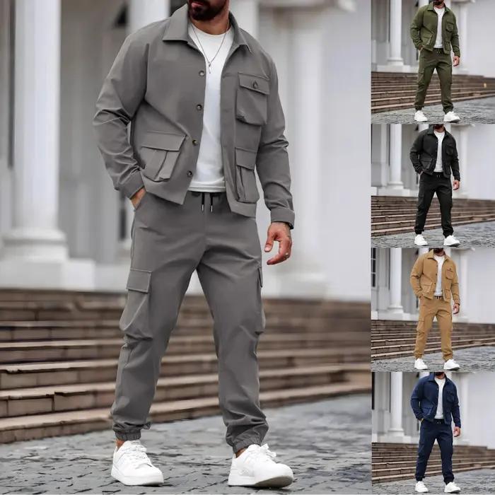 Costume pour homme printemps-automne, en tissu shuttle, multi-poches, polyvalent, décontracté, tenda