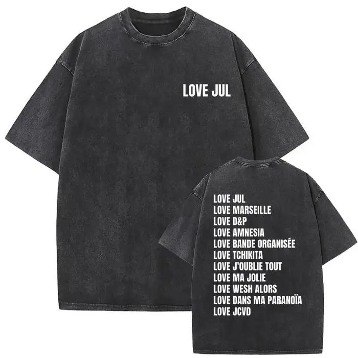 Love Jul 2025 Merch lavé Vintage T-shirt hommes femmes mode Rap Pop musique Streetwear homme Hip Hop