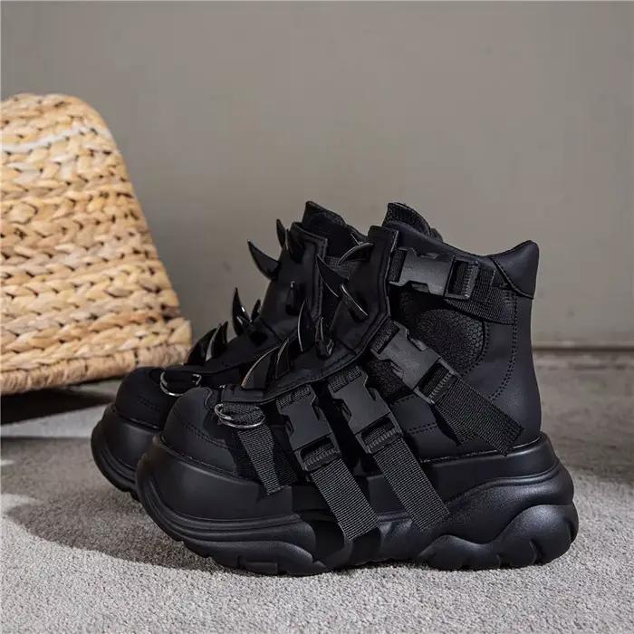 2025 nouvelles femmes Punk Rivet Muffin plate-forme sport rétro Rivets bottes courtes en métal lourd