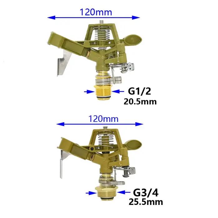 Arroseur à pulsation en métal de 1/2 3/4 pouces, culbuteur à 360 degrés, arroseurs rotatifs pour pel