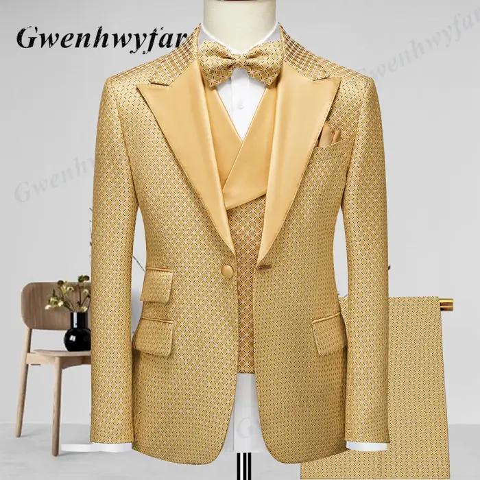 Gwenhwyfar blé-or modèles costumes pour hommes 2026 automne costumes de fête comprenant plaine or re