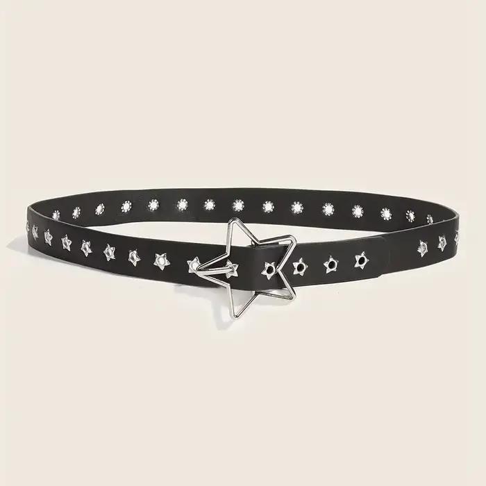 Y2K Punk étoile oeillet noir Rivet ceinture Goth Pu cuir ceintures pour femmes jean pantalon garçons