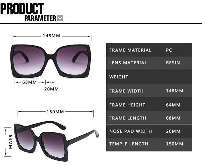 Lunettes de soleil surdimensionnées à grande monture pour femmes, marque de styliste en plastique dé