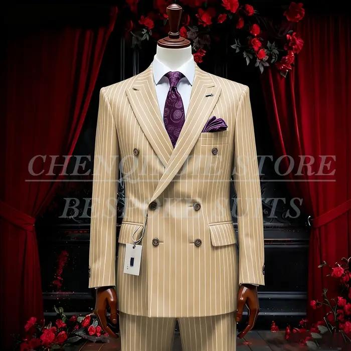 SILIWEYA – costumes d'affaires à Double boutonnage pour hommes, élégant, revers, coupe cintrée, vête