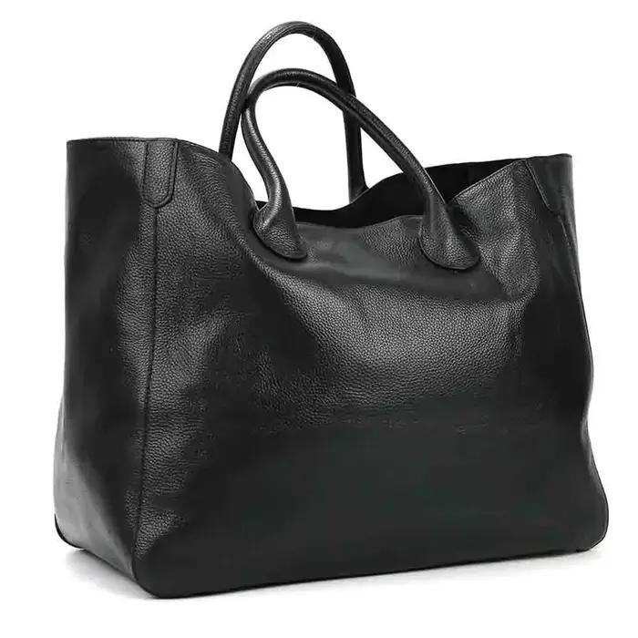 Sac à main spacieux en cuir véritable pour femmes, fourre-tout de luxe en cuir de vache décontracté,