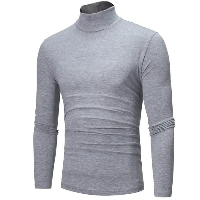 Mode hommes décontracté coupe ajustée basique col roulé col haut pull mâle automne printemps mince h