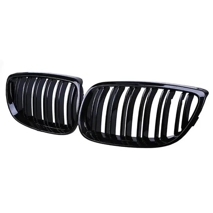 Grille de course noire brillante à double ligne, grilles de pare-chocs avant de voiture, rein pour B