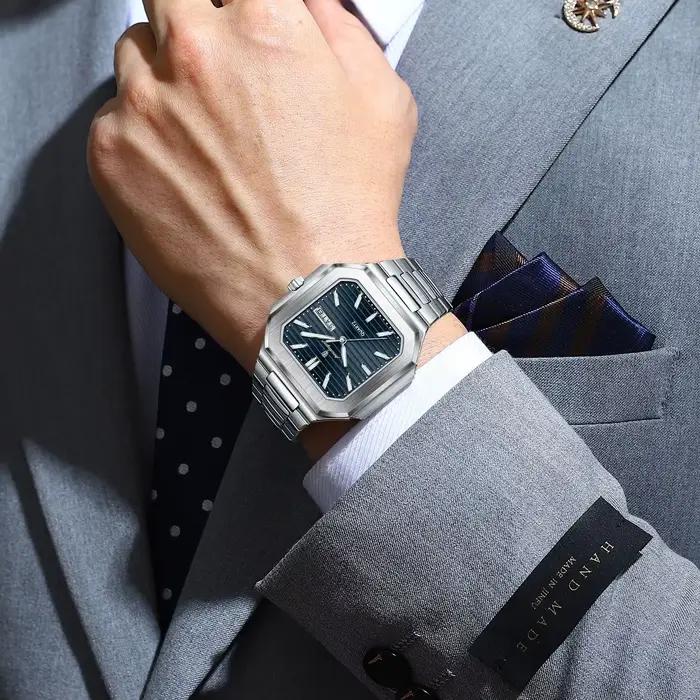 POEDAGAR affaires homme montre étanche lumineux Date semaine classique montres pour hommes en acier