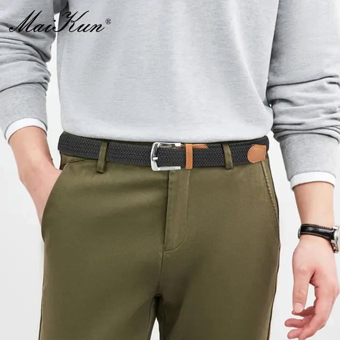 MaiKun 2 pièces toile hommes ceintures mode élastique métal boucle ardillon militaire tactique surél