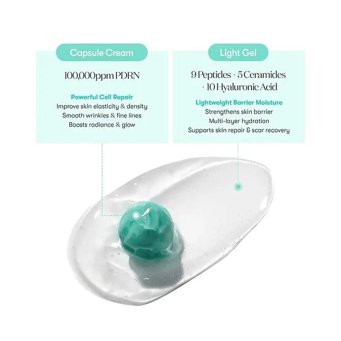 Crème hydratante pour le visage en capsules PDRN, soin coréen pour la peau, acide hyaluronique, long