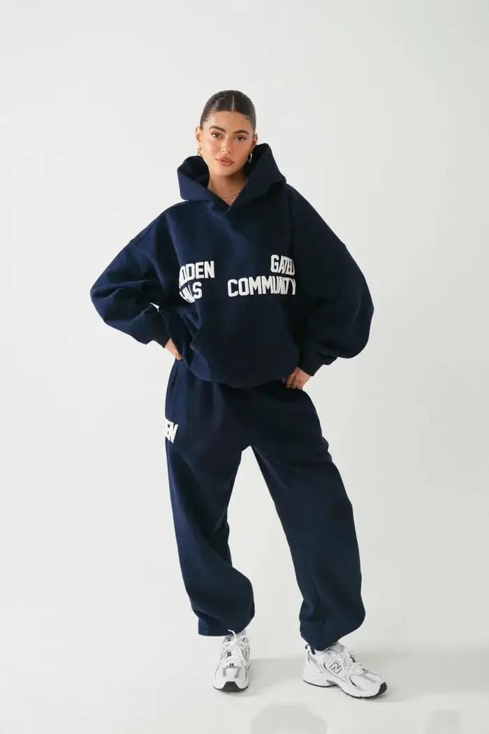 2025 printemps et automne marque à la mode imprimé ensemble à capuche avec sweat à capuche à manches