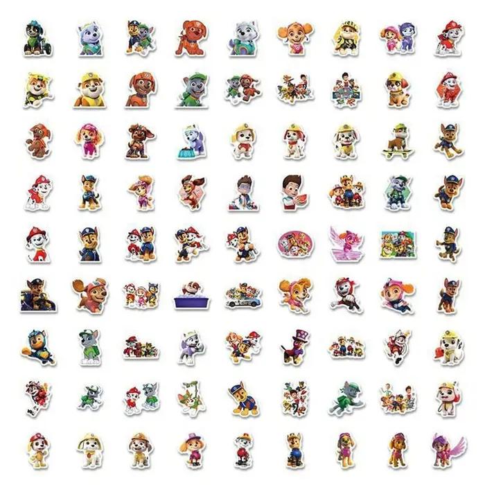 Autocollants de patrouille de patte, 80 pièces, autocollants de dessin animé en PVC, jouets de décor