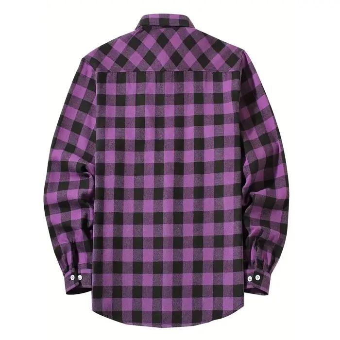 Chemise à carreaux décontractée à simple boutonnage pour hommes, chemise à manches longues, double p