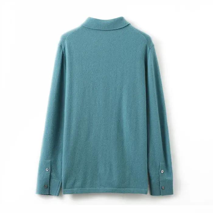 Cardigan tricoté en cachemire pour homme, couleur unie, manches longues, col POLO, veste décontracté