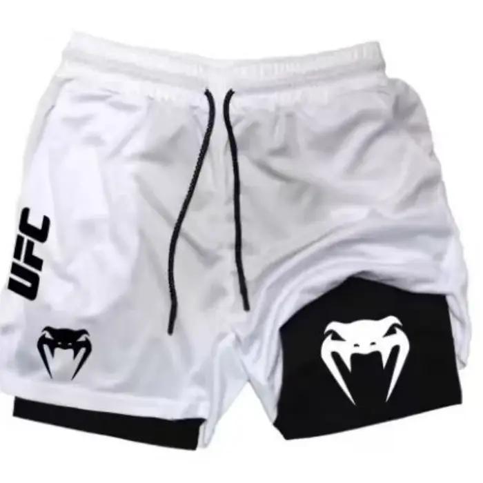 Shorts de sport UFC pour homme, taille européenne, double couche, confortables, respirants, avec poc