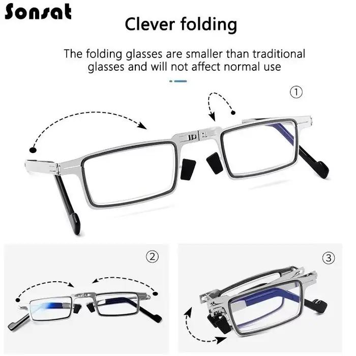 Lunettes de lecture pliantes rétro pour hommes/femmes, monture métallique, Anti-lumière bleue, avec