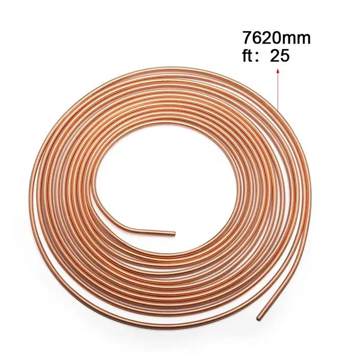 Bobine de Tube de frein en cuivre et Nickel, 25 pieds, 3/16 "OD, avec 16 accessoires en cuivre galva