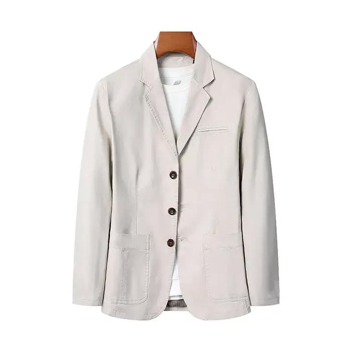 Blazer nouveaux hommes mode affaires couleur unie coupe ajustée travail décontracté coton coréen man