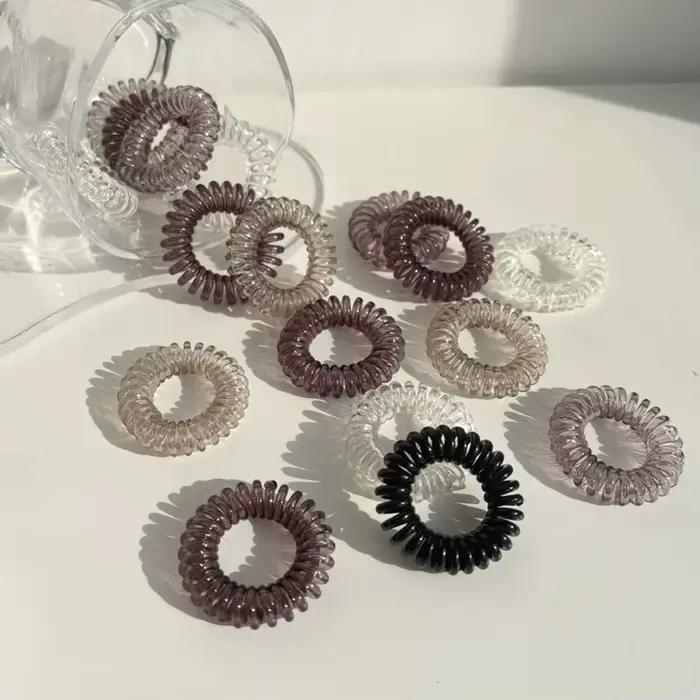 Bandes de cheveux élastiques en fil de téléphone, bandes de caoutchouc transparentes, attaches en sp