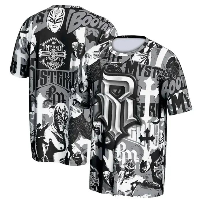 T-shirt d'été pour hommes et enfants, impression 3D, célèbre lutteur Rey Mysterio, col rond, style s