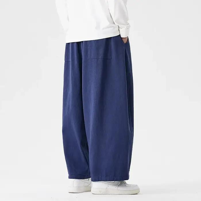 Pantalon à jambes larges pour hommes, confortable à porter, décontracté, sarun japonais, lanterne, c