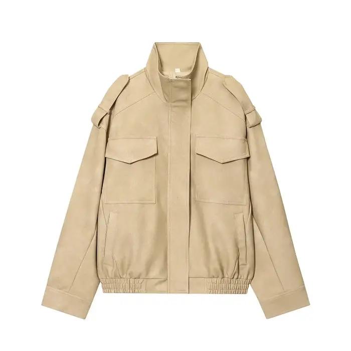 MUJER daim Bomber veste femme surdimensionné Demi-saison vestes pour femmes vêtements d'extérieur hi