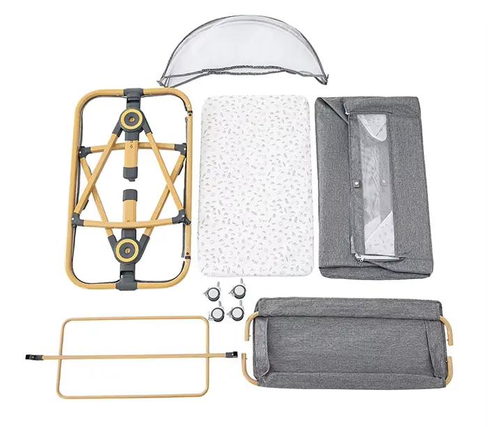 Lit bébé multifonctionnel avec réglage de hauteur pliable, berceau, lit de couchage, lit d'appoint p