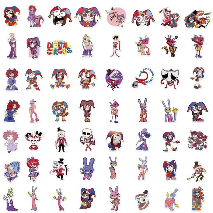 50 pièces mignon l'incroyable cirque numérique autocollants Kawaii dessin animé décalcomanies ordina