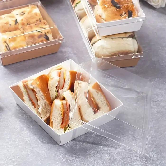 Boîte d'emballage de pain carrée, boîte à Sandwich avec couvercle Transparent, boîte à biscuits, boî