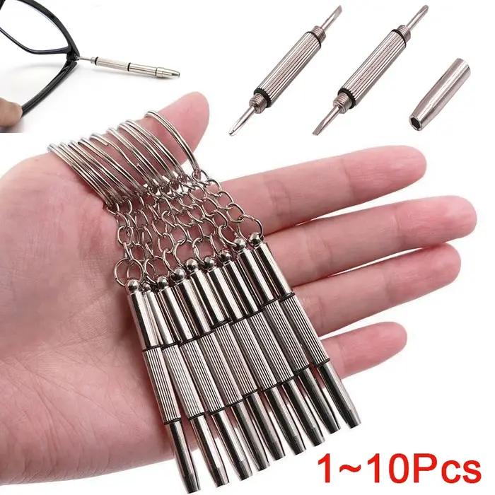 Tournevis à lunettes en acier, Kit de réparation de montre avec porte-clés, outils manuels portables