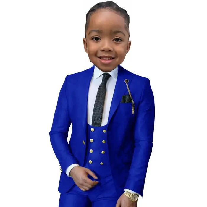 Costume formel pour garçons 3 pièces (veste + pantalon + gilet), smoking de mariage pour enfants de